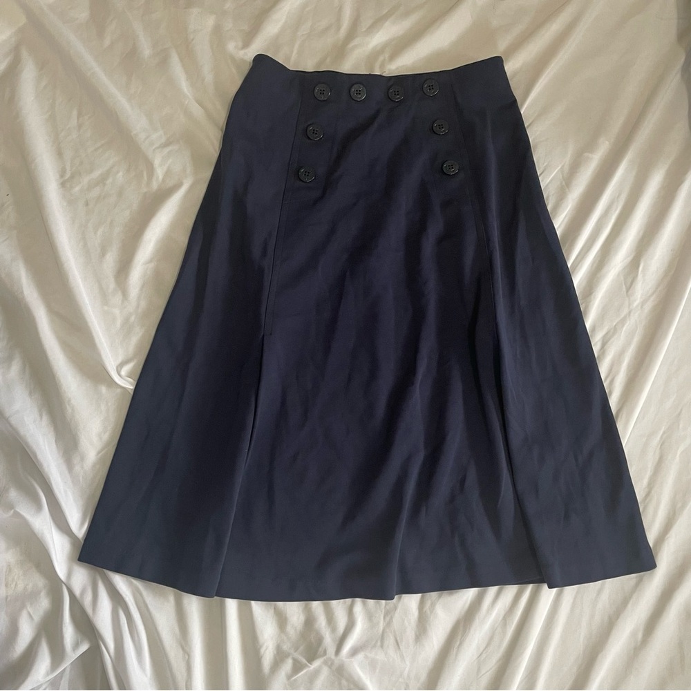 J Crew Navy Blue A Line Midi Skirt